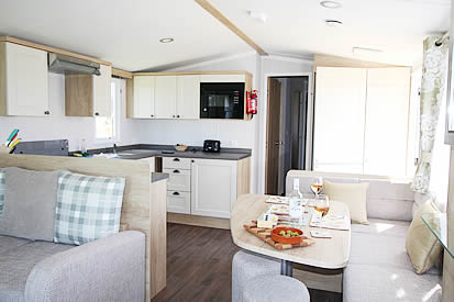 Static caravan holiday home interior